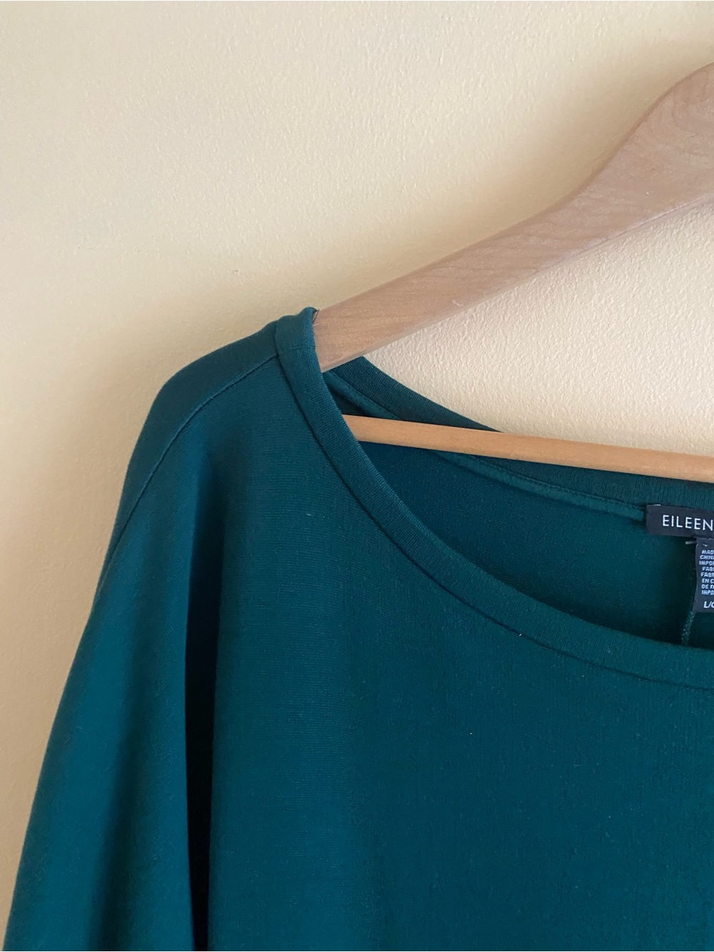 Eileen Fisher Tencel Lyocell Shift Dress Woman Large Teal Pockets 3/4 Sleeve - Picture 4 of 13
